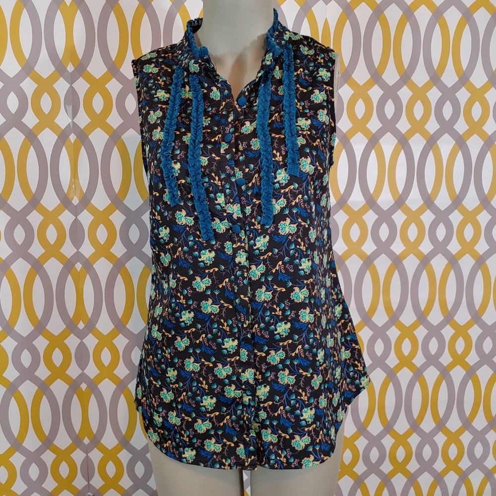 MODCLOTH Sleeveless Printed Blouse Small